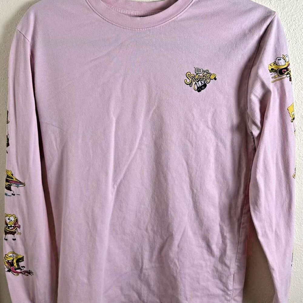 SpongeBob SquarePants Pink Long Sleeve Graphic Shirt XS Cartoon Y2K Cute